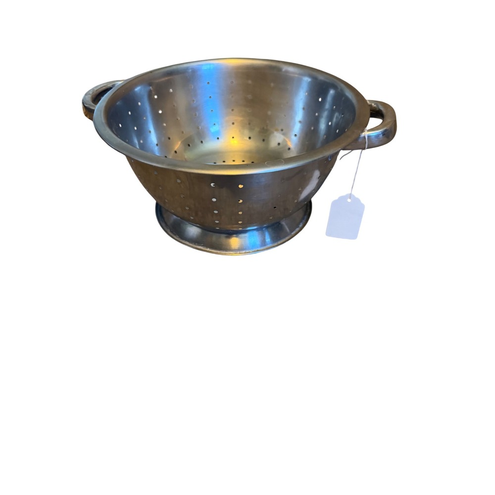 Stainless Steel Colander Pedestal Base Riveted Handles Kitchen Strainer 8.5 Inch